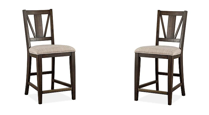 Magnussen Furniture Westley Falls Counter Chair with Upholstered Seat in Graphite (Set of 2)