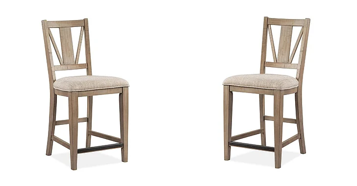 Magnussen Furniture Paxton Place Counter Chair w/ Upholstered Seat in Dovetail Grey (Set of 2)