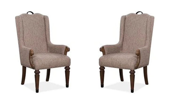 Magnussen Furniture Durango Upholstered Host Arm Chair in Willadeene Brown (Set of 2) D5133-76