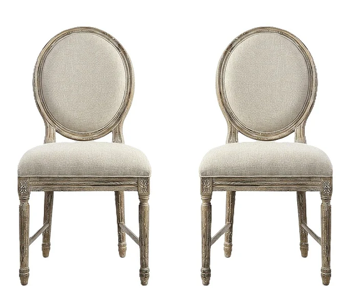 Emerald Home Interlude Upholstered Side Chair (Set of 2) in Weathered Pine D560-20