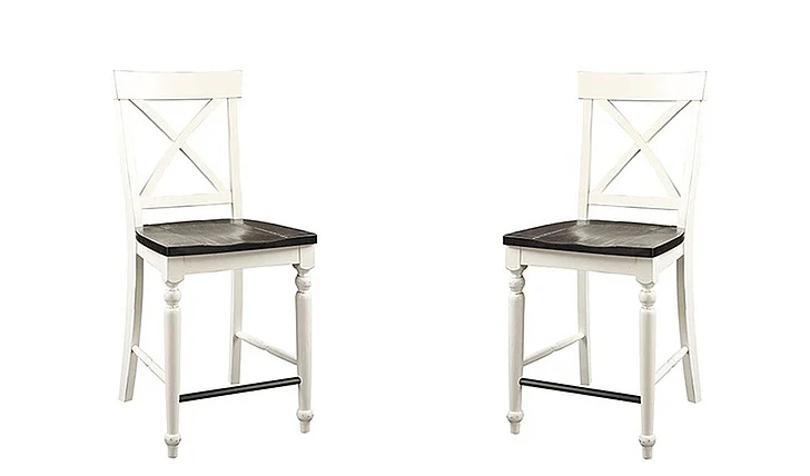 Emerald Home Mountain Retreat Bar Stool Chair (Set of 2) in Antique White/Brown D601-24