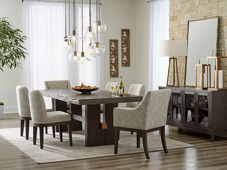 Burkhaus 7-Piece Extension Dining Set in Dark Brown