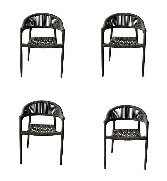 Whiteline Modern Living Leyla Outdoor Dining Armchair in Gray DAC1677-GRY (Set of 4)