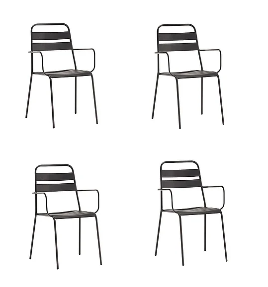 Whiteline Modern Living Belle Outdoor Dining Armchair in Gray DAC1678-GRY (Set of 4)