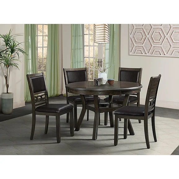 Elements International Amherst 5-Piece Dining Room Set in Dark Walnut