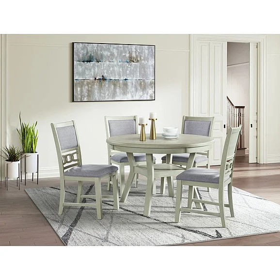Elements International Amherst 5-Piece Dining Room Set in White