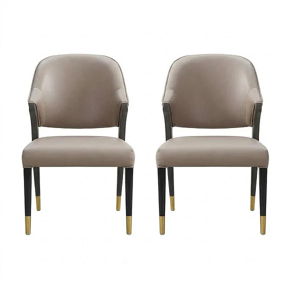Manhattan Comfort Collette Wood Upholstered Side Chair in Taupe (Set of 2) DC1551-1
