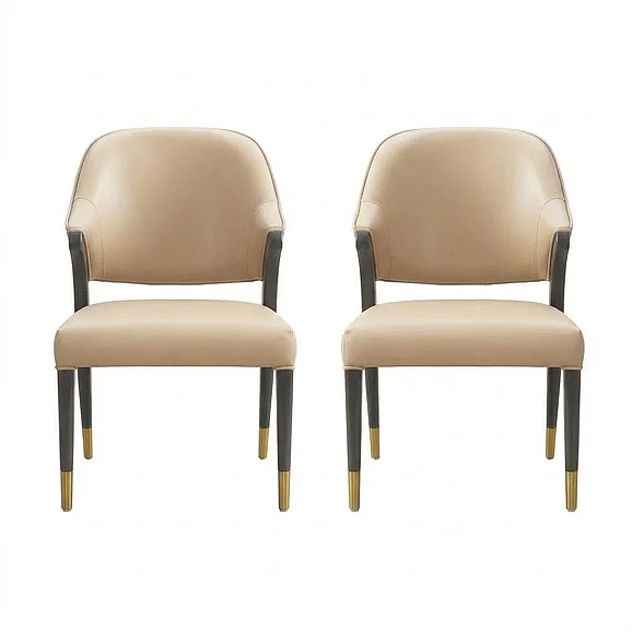Manhattan Comfort Collette Wood Upholstered Side Chair in Tan (Set of 2) DC1551-2
