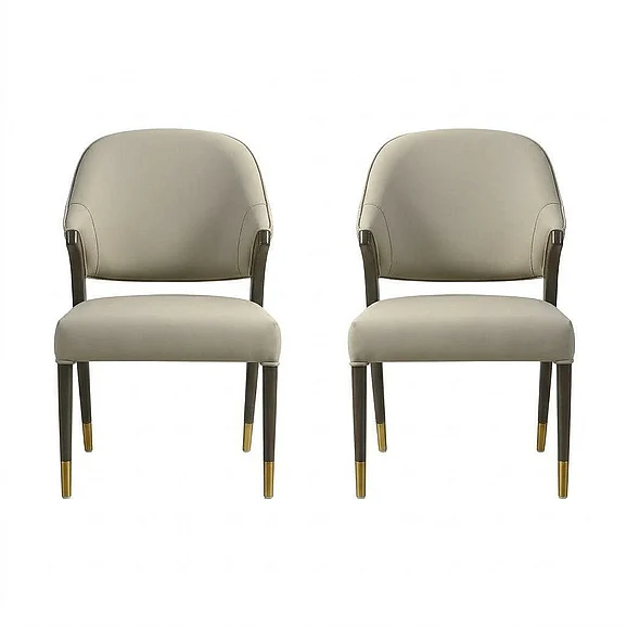Manhattan Comfort Collette Wood Upholstered Side Chair in Stone Gray (Set of 2) DC1551-3