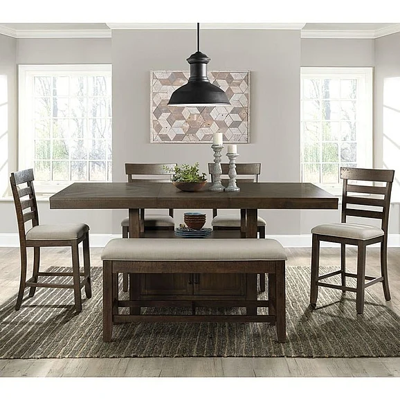 Elements International Colorado 6-Piece Counter Height Table Set in Charcoal