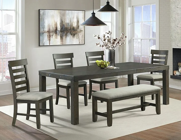 Elements International Colorado 6-Piece Casual Dining Room Set in Charcoal
