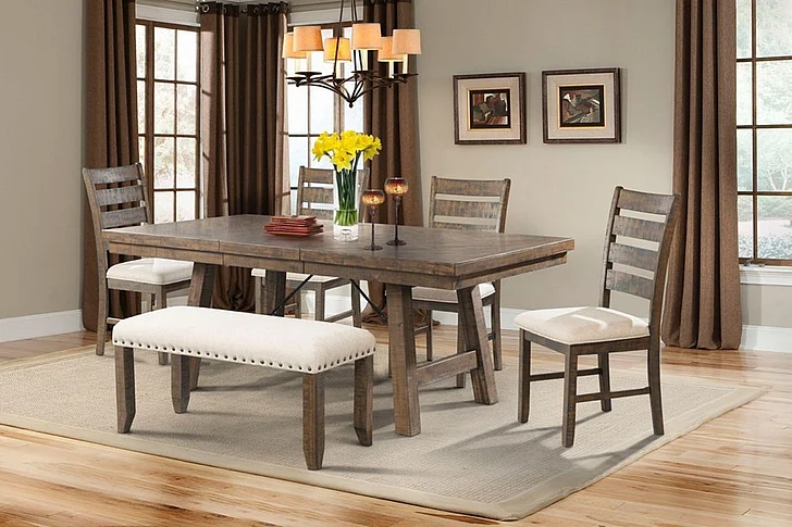 Elements International Jax 6-Piece Formal Dining Room Set in Smokey Walnut
