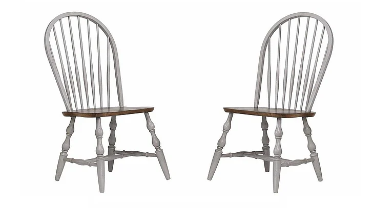 Sunset Trading Country Grove Windsor Dining Side Chair (Set of 2) in Gray and Oak DLU-CG-C30-GO