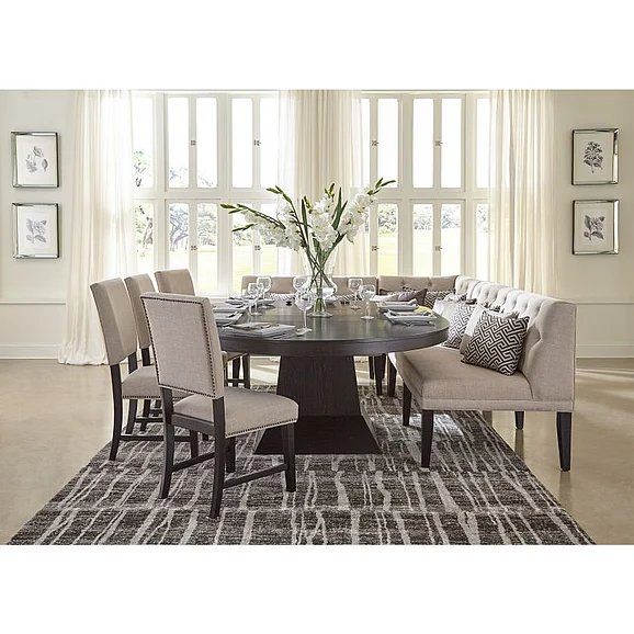 Elements International Maddox 8-Piece Formal Dining Room Set in Dark Wire Brush