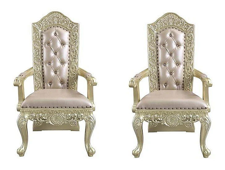 Acme Furniture Vatican Arm Chair (Set of 2) in Champagne Silver DN00469