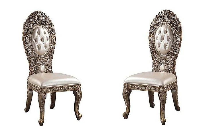 Acme Furniture Constantine Side Chair (Set of 2) in Brown & Gold DN00478