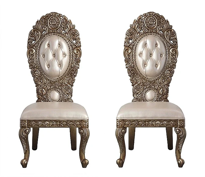 Acme Furniture Constantine Side Chair (Set of 2) in Brown & Gold DN00478
