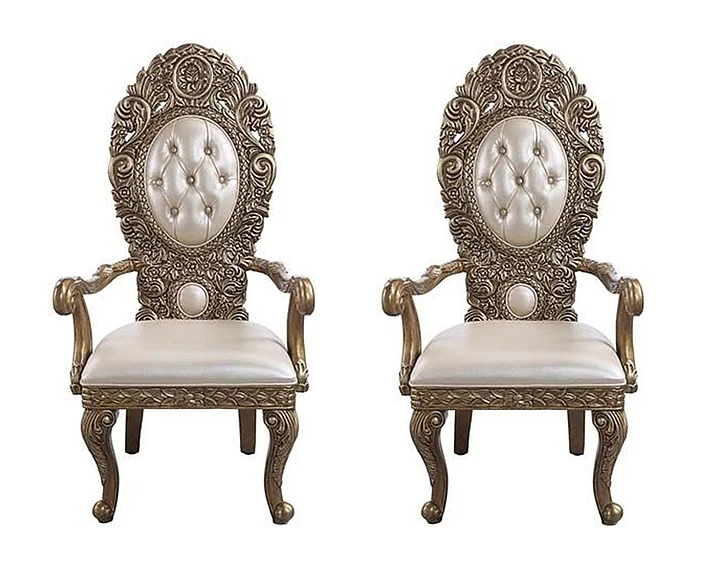 Acme Furniture Constantine Arm Chair (Set of 2) in Brown & Gold DN00479