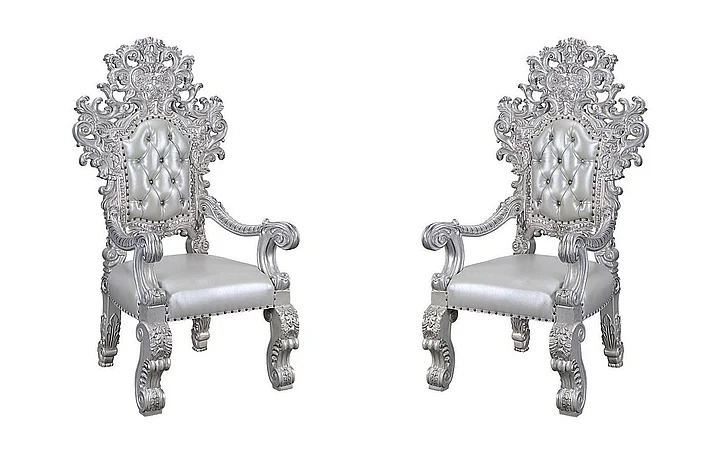 Acme Furniture Valkyrie Arm Chair (Set of 2) in Antique Platinum DN00691