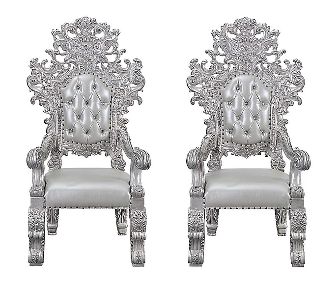 Acme Furniture Valkyrie Arm Chair (Set of 2) in Antique Platinum DN00691