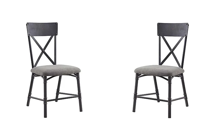 ACME Edina Side Chair (Set of 2) in Oak & Sandy Black DN01058