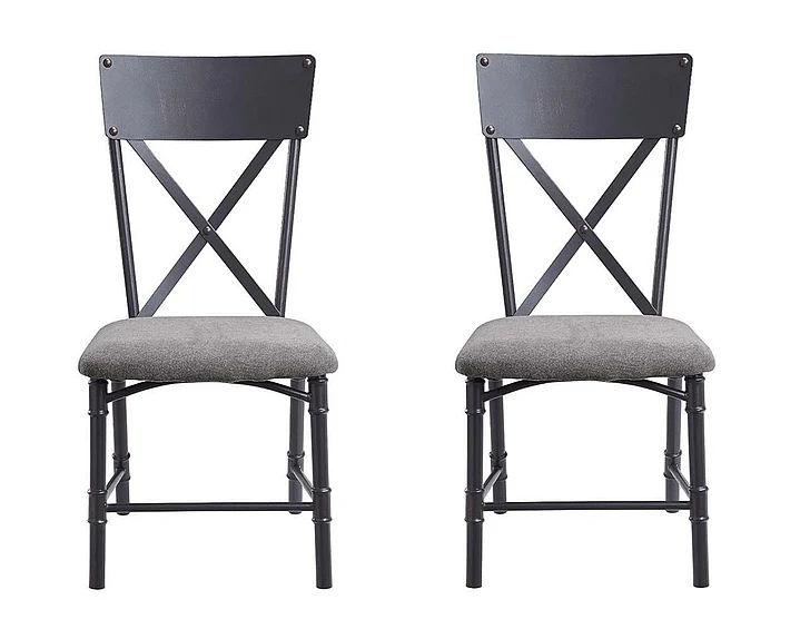 ACME Edina Side Chair (Set of 2) in Oak & Sandy Black DN01058