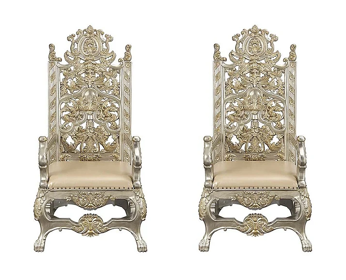 ACME Danae Dining Arm Chair (Set of 2) in Champagne & Gold DN01199