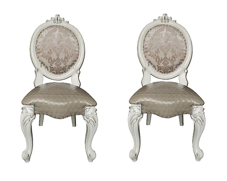 Acme Versailles Side Chair in PU & Bone White (Set of 2) DN01389
