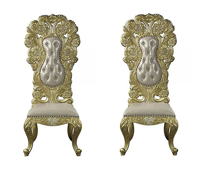 ACME Cabriole Side Chair in Gold DN01483 (Set of 2)