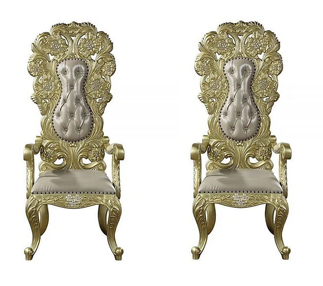 ACME Cabriole Arm Chair in Gold DN01484 (Set of 2)