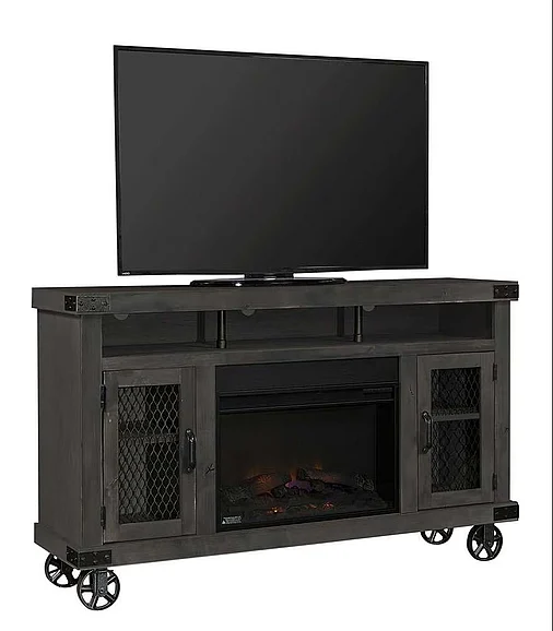 Aspenhome Industrial 62" Fireplace Console in Ghost Black DN1901-GHT