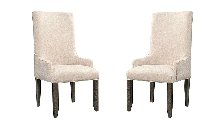Elements International Stone Upholstered Side Chair (Set of 2) in Cream/Dark Ash DST100PC