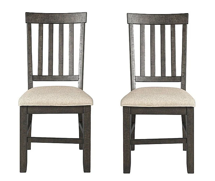 Elements International Stone Ladder Back Side Chair (Set of 2) in Cream/Dark Ash DST100SC