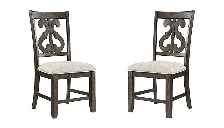 Elements International Stone Swirl Back Side Chair (Set of 2) in Cream/Dark Ash DST150SC
