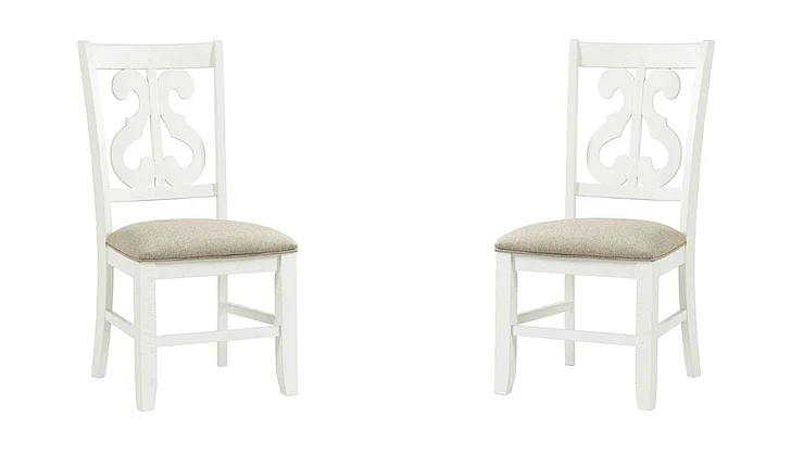 Elements International Stone Dining Chair (Set of 2) in White DST750SC CLOSEOUT