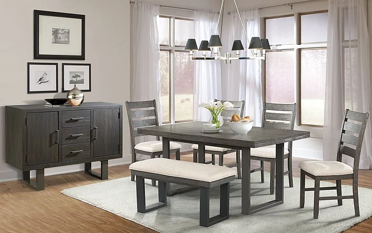 Elements International Sawyer 6-Piece Formal Dining Room Set in Smokey Dark Ash