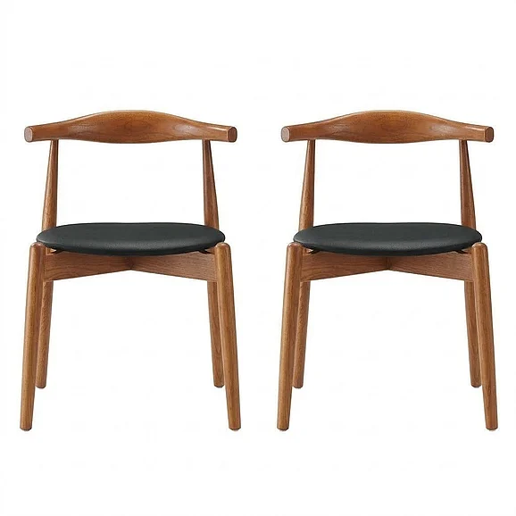 Modway Stalwart Dining Side Chairs Set of 2 in Dark Walnut Black EEI-1377-DWL-BLK