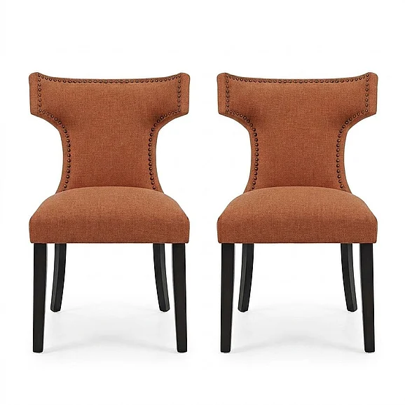 Modway Curve Fabric Dining Side Chair Set of 2 in Orange EEI-2741-ORA-SET