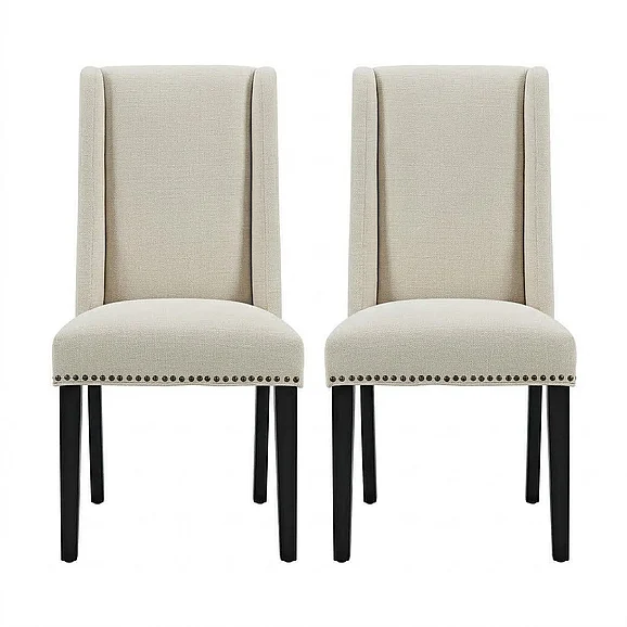 Modway Baron Fabric Dining Chair Set of 2 in Beige EEI-2748-BEI-SET