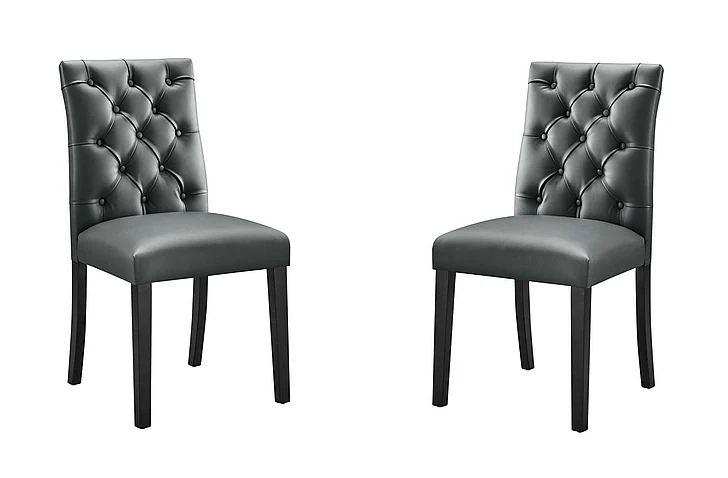 Modway Duchess Vinyl Dining Chair Set of 2 in Gray EEI-3472-GRY