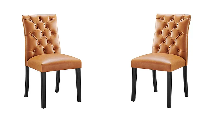 Modway Duchess Vinyl Dining Chair Set of 2 in Tan EEI-3472-TAN