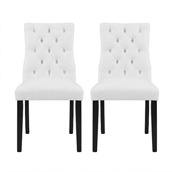 Modway Duchess Vinyl Dining Chair Set of 2 in White EEI-3472-WHI