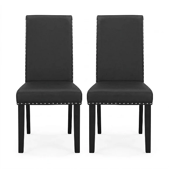 Modway Parcel Vinyl Dining Side Chair Set of 2 in Black EEI-3553-BLK