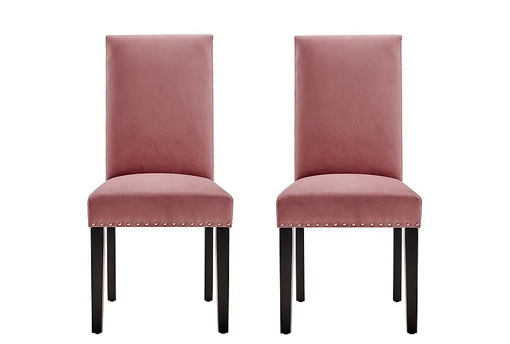 Modway Parcel Performance Velvet Dining Side Chairs Set of 2 in Dusty Rose EEI-3779-DUS