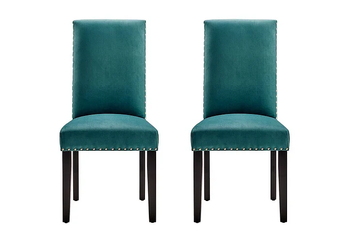Modway Parcel Performance Velvet Dining Side Chairs Set of 2 in Teal EEI-3779-TEA