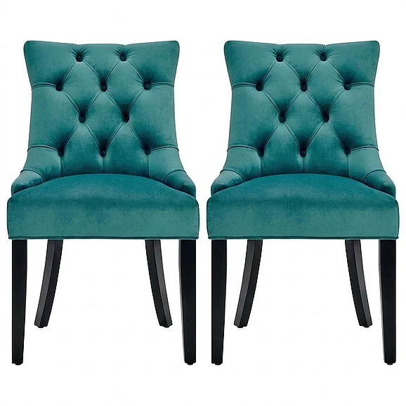 Modway Regent Tufted Performance Velvet Dining Side Chairs Set of 2 in Teal EEI-3780-TEA