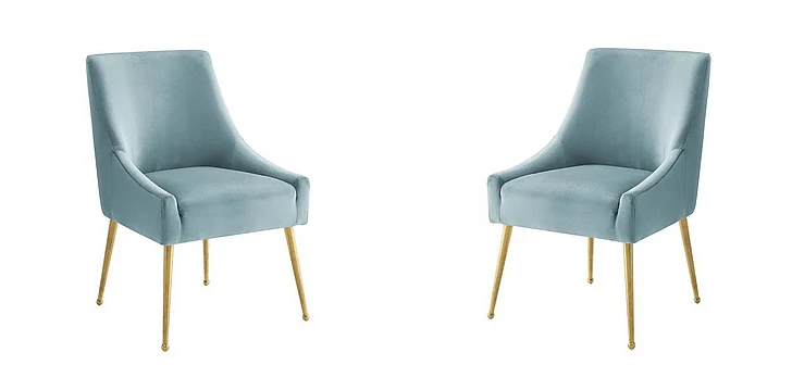 Modway Discern Upholstered Performance Velvet Dining Chair Set of 2 in Light Blue EEI-4148-LBU