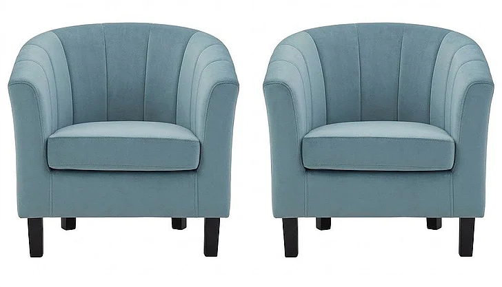 Modway Prospect Channel Tufted Performance Velvet Armchair Set of 2 in Light Blue EEI-4150-LBU