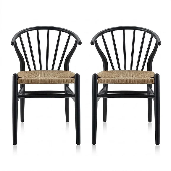 Modway Flourish Spindle Wood Dining Side Chair Set of 2 in Black EEI-4168-BLK