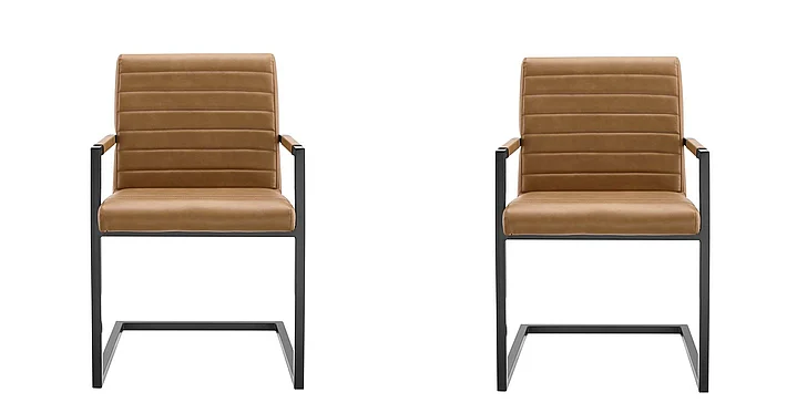 Modway Savoy Vegan Leather Dining Chairs Set of 2 in Tan EEI-4522-TAN